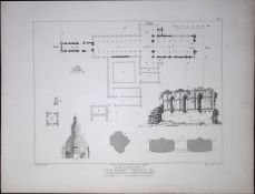 Glastonbury Abbey 190 Years-Old Rare John Britton Antique Steel Engraving-130