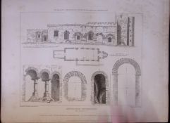 Brixworth Church Northampton 190 Years-Old John Britton Antique Steel Engraving-190