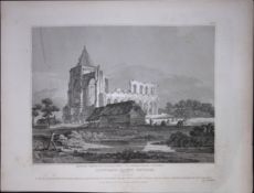 Croyland Church Lincoln 190 Years-Old Rare John Britton Antique Steel Engraving-84