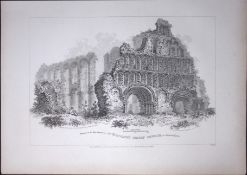 St Botolph Priory Church Essex Rare John Britton Antique Steel Engraving-2