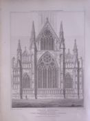 Lincoln Cathedral 190 Years-Old John Britton Antique Steel Engraving-225