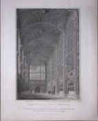 Kings College Cambridge 190 Years-Old John Britton Antique Steel Engraving-177
