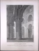 Waltham Abbey Church Essex 190 Years-Old Rare John Britton Antique Steel Engraving-139