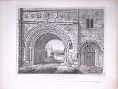 College Gateway Bristol 190 Years-Old John Britton Antique Steel Engraving-164