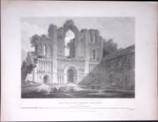 Castle-Acre Priory Norfolk 190 Years-Old Rare John Britton Antique Steel Engraving-136