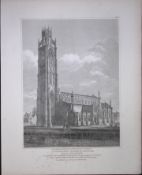 St Botolph’s Tower Boston 190 Years-Old Rare John Britton Antique Steel Engraving-92