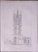Mary Magdalen Church Taunton 190 Years-Old John Britton Antique Steel Engraving-221