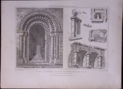 Earls Barton Church Northampton 190 Years-Old John Britton Antique Steel Engraving-189