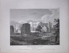 Kenilworth Castle Warwickshire 190 Years-Old Rare John Britton Antique Steel Engraving-120