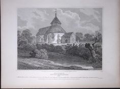 Little Maplested Church Essex Rare John Britton 191 Years-Old Antique Steel Engraving-25