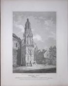 Waltham Cross Herts 190 Years-Old Rare John Britton Antique Steel Engraving-41