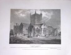 St Johns Church Wiltshire 190 Years-Old John Britton Antique Steel Engraving-196