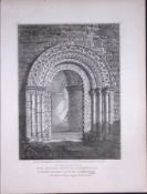 The Round Church Cambridge 190 Years-Old John Britton Antique Steel Engraving-187