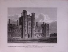Eton College Buckinghamshire 190 Years-Old John Britton Antique Steel Engraving-219