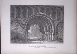 St Botolph Priory Church Essex Rare John Britton Antique Steel Engraving-1