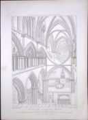 Salisbury Cathedral Wiltshire 190 Years-Old John Britton Antique Steel Engraving-227a