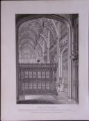 Westminster Abbey London 190 Years-Old John Britton Antique Steel Engraving-191