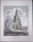 Holy Sepulchre Northampton Rare John Britton 191 Years-Old Antique Steel Engraving-19