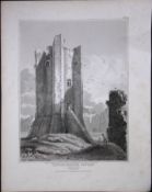 Conisborough Castle Yorkshire 190 Years-Old Rare John Britton Antique Steel Engraving-104