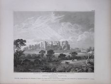 Kenilworth Castle Warwickshire 190 Years-Old Rare John Britton Antique Steel Engraving-121