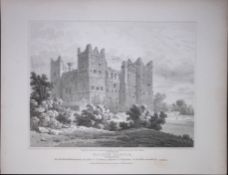 Bolton Castle Yorkshire 190 Years-Old Rare John Britton Antique Steel Engraving-109