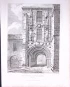 College Gateway Bristol 190 Years-Old John Britton Antique Steel Engraving-166