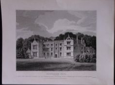 Browsholme Hall Yorkshire 190 Years-Old John Britton Antique Steel Engraving-206
