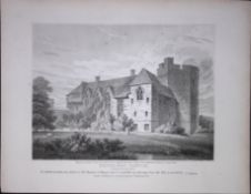 Stoke-Say Castle Shropshire 190 Years-Old Rare John Britton Antique Steel Engraving-102