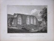 Kenilworth Castle Warwickshire 190 Years-Old Rare John Britton Antique Steel Engraving-122