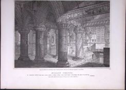 Rosslyn Chapel Scotland 190 Years-Old John Britton Antique Steel Engraving-151