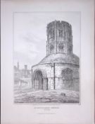 St Sepulchres Church Cambridge 190 Years-Old John Britton Antique Steel Engraving-186