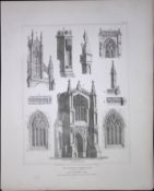 Boston Church Lincolnshire 190 Years-Old Rare John Britton Antique Steel Engraving-93