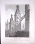 Rosslyn Chapel Scotland 190 Years-Old Rare John Britton Antique Steel Engraving-150