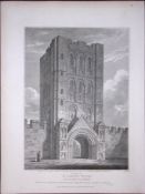 St James Tower Bury St Edmunds 190 Years-Old John Britton Antique Steel Engraving-173