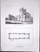 Stewkley Church Bucks 190 Years-Old John Britton Antique Steel Engraving-199