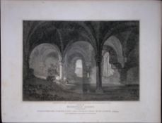 Kirkstall Abbey Yorkshire 190 Years-Old Rare John Britton Antique Steel Engraving-103
