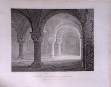 Crypt of St Peters Church Oxford 190 Years-Old John Britton Antique Steel Engraving-232