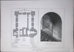 Colchester Castle Essex 190 Years-Old Rare John Britton Antique Steel Engraving-53