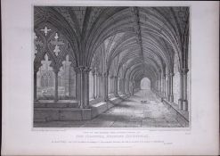 Norwich Cathedral 190 Years-Old John Britton Antique Steel Engraving-179