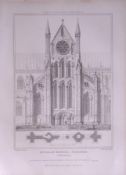 Beverley Minster Yorkshire 190 Years-Old John Britton Antique Steel Engraving-229