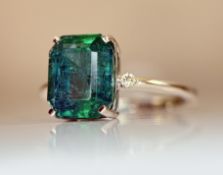 Beautiful 3.01 CT Natural Emerald Ring With Natural Diamonds & Platinum 950
