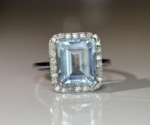 Beautiful 2.71 CT Natural Aquamarine Ring With Natural Diamonds & 950 Platinum