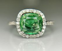 Beautiful 1.69 CT Natural Emerald Ring With Natural Diamonds & Platinum 950