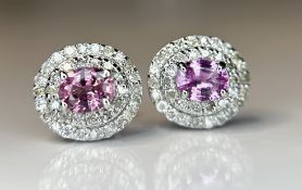 Beautiful 0.75 CT Unheated Ceylon Pink Sapphire With Natural Diamonds & 18k Gold