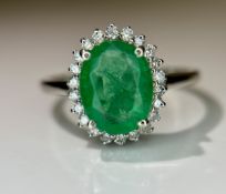Beautiful 2.30 CT Natural Emerald Ring With Natural Diamonds & Platinum 950