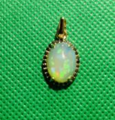 Beautiful Natural 3.60 Opal Pendant Black Diamonds & 18k Rose Gold