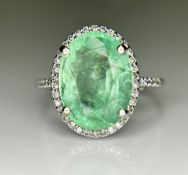 Beautiful 4.24CT Untreated Natural Columbian Emerald Ring, Diamonds & 18k Gold