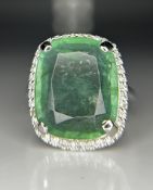 Beautiful 10.04 ct Natural Emerald With Natural Diamonds & 18k Gold