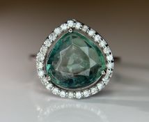 Beautiful 3.21 CT Natural Emerald Ring With Natural Diamonds & Platinum 950