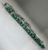 Beautiful 11.10 CTS Natural Emerald Bracelet With Natural Diamonds & 18k Gold